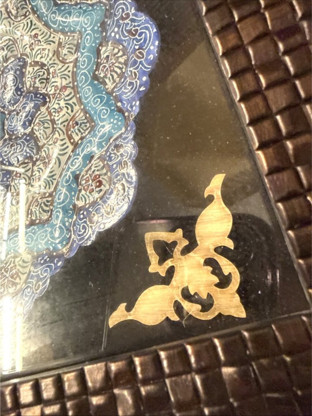 Persian "Minakatri" Handcrafted Wall Hanging Decorative Framed Plate - Picture 11 of 16